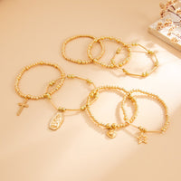 Thumbnail for Stylish 7pcs Heart Star Cross Charm Ball Chain Bracelet Set - ArtGalleryZen