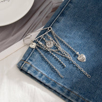 Thumbnail for Stylish Carved Round Disk Heart Tassel Trouser Pin - ArtGalleryZen