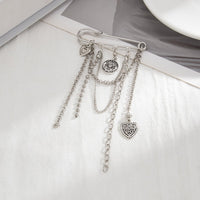 Thumbnail for Stylish Carved Round Disk Heart Tassel Trouser Pin - ArtGalleryZen