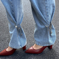 Thumbnail for Stylish Carved Round Disk Heart Tassel Trouser Pin - ArtGalleryZen