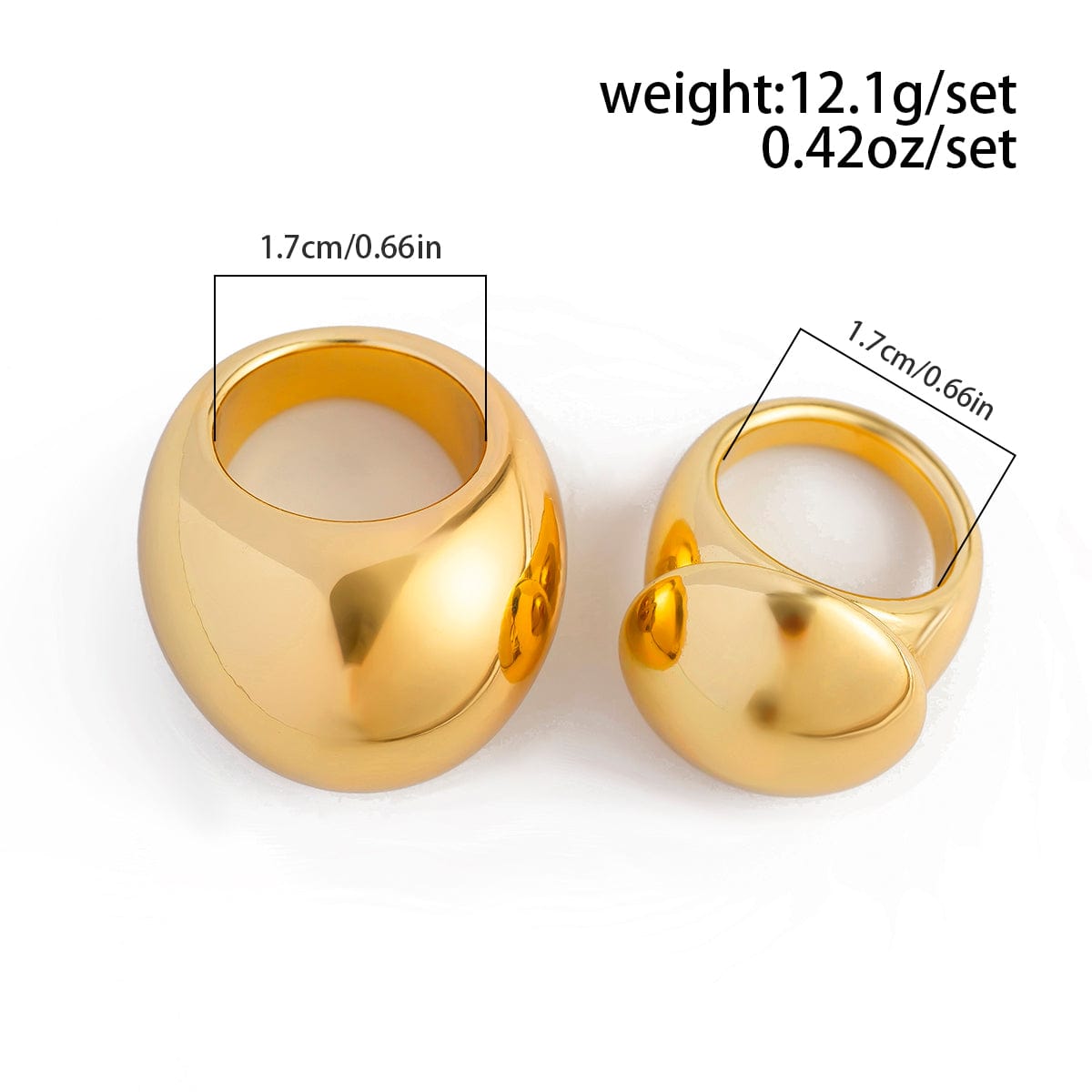 Stylish Chunky 2Pcs Glossy Ring Set