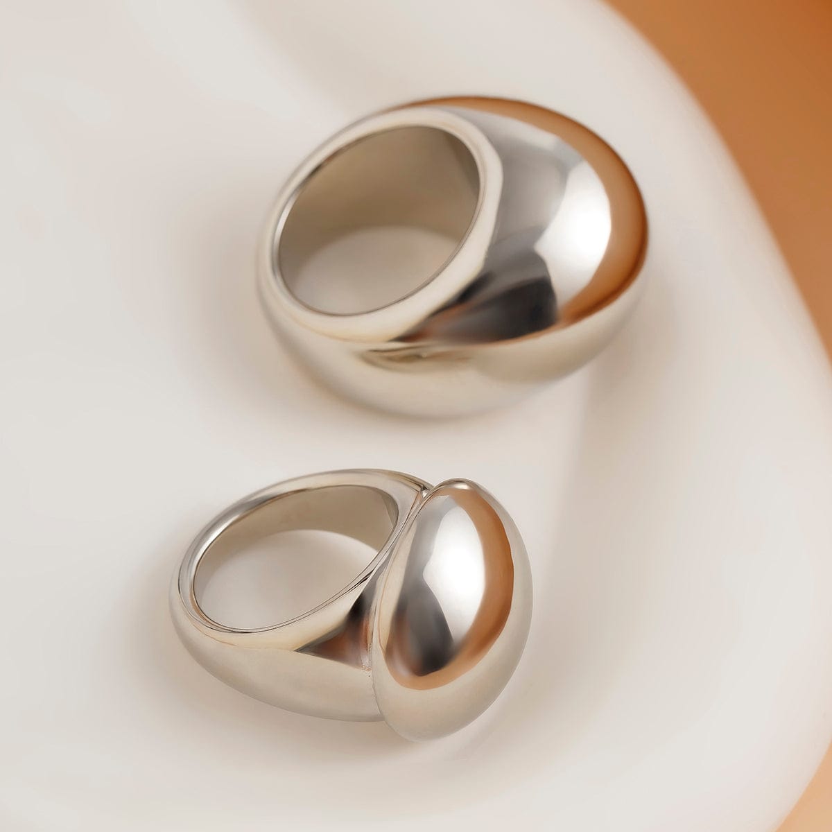 Stylish Chunky 2Pcs Glossy Ring Set