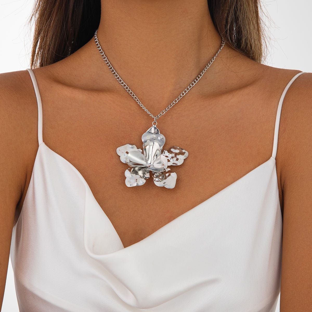 Stylish Chunky Flower Pendant Necklace Ring - ArtGalleryZen