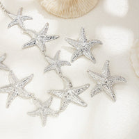 Thumbnail for Stylish Chunky Gold Silver Tone Starfish Necklace Earrings Set - ArtGalleryZen
