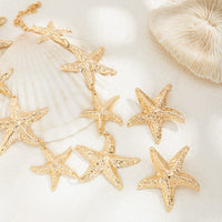 Thumbnail for Stylish Chunky Gold Silver Tone Starfish Necklace Earrings Set - ArtGalleryZen