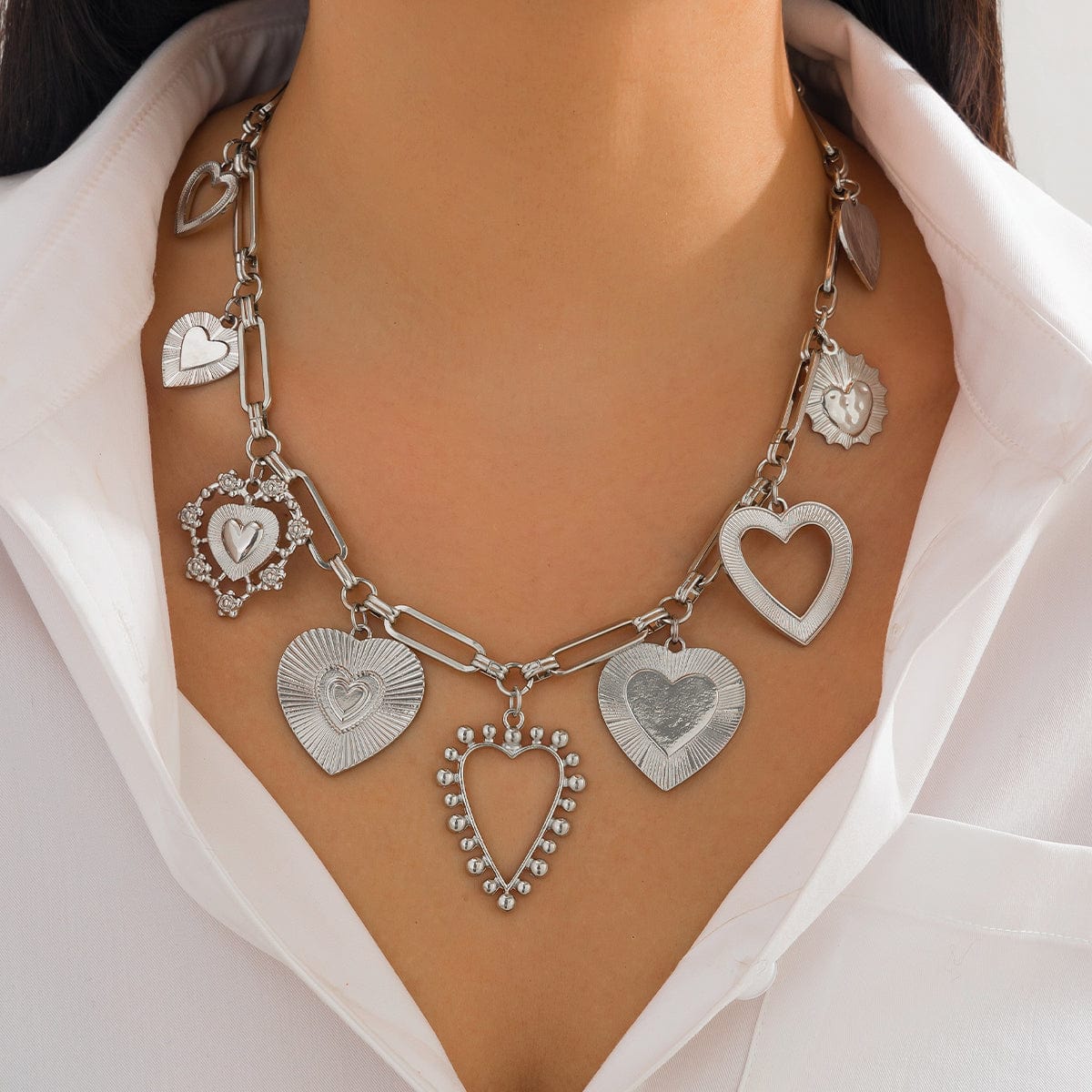 Stylish Chunky Irregular Heart Tassel Necklace