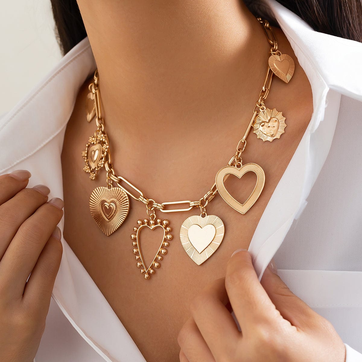 Stylish Chunky Irregular Heart Tassel Necklace