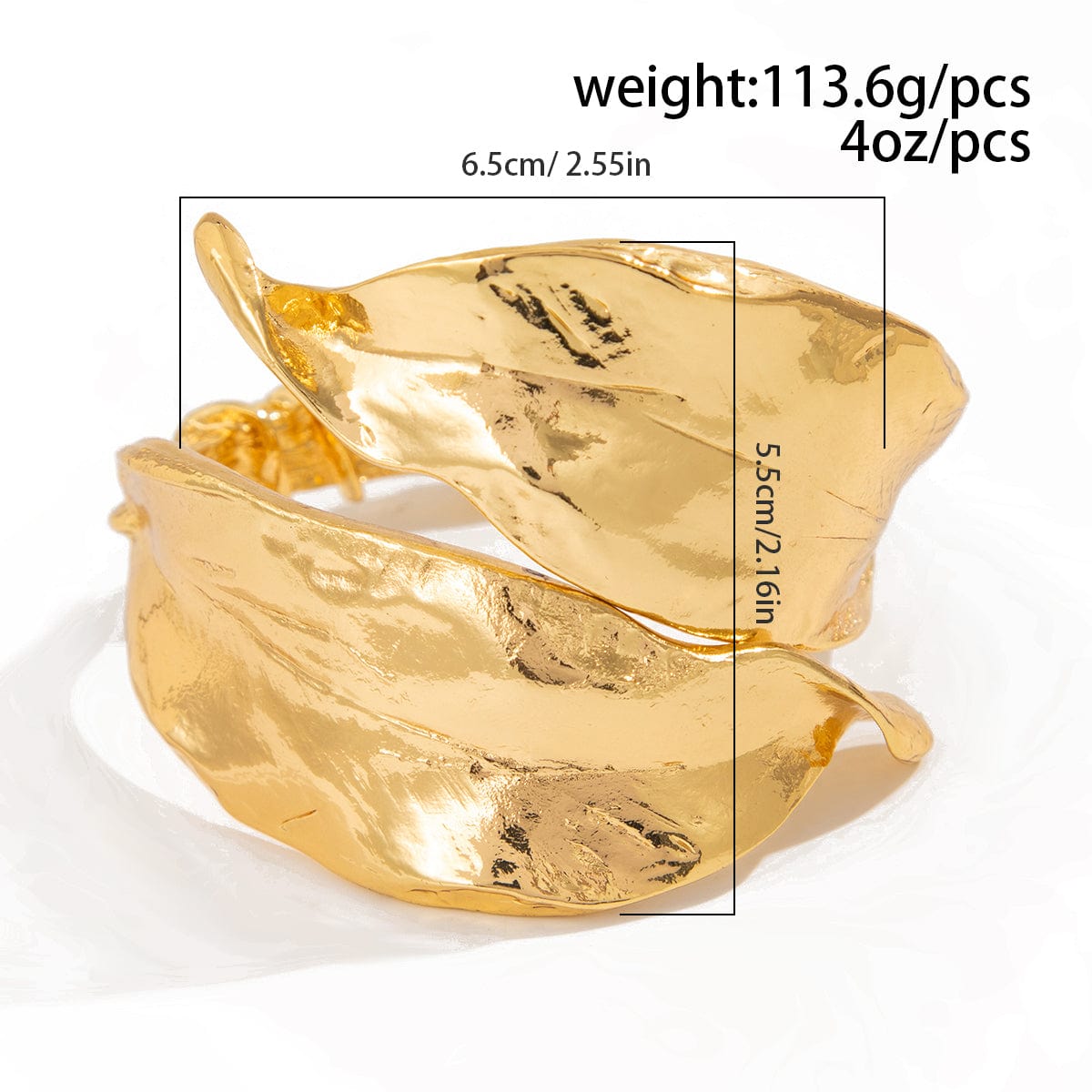 Stylish Chunky Leaf Wide Cuff Bangle Bracelet