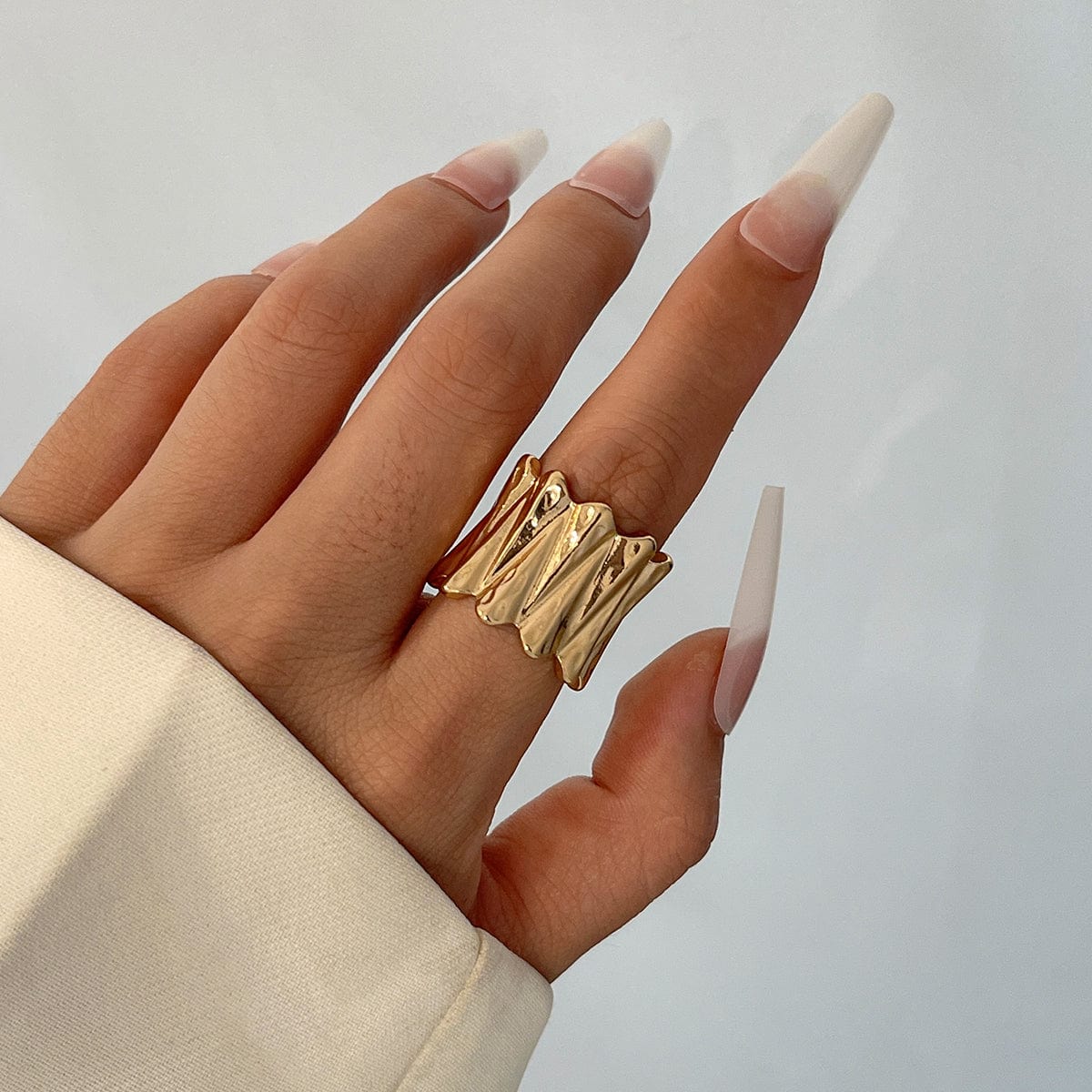 Stylish Chunky Metallic Wave Wide Ring