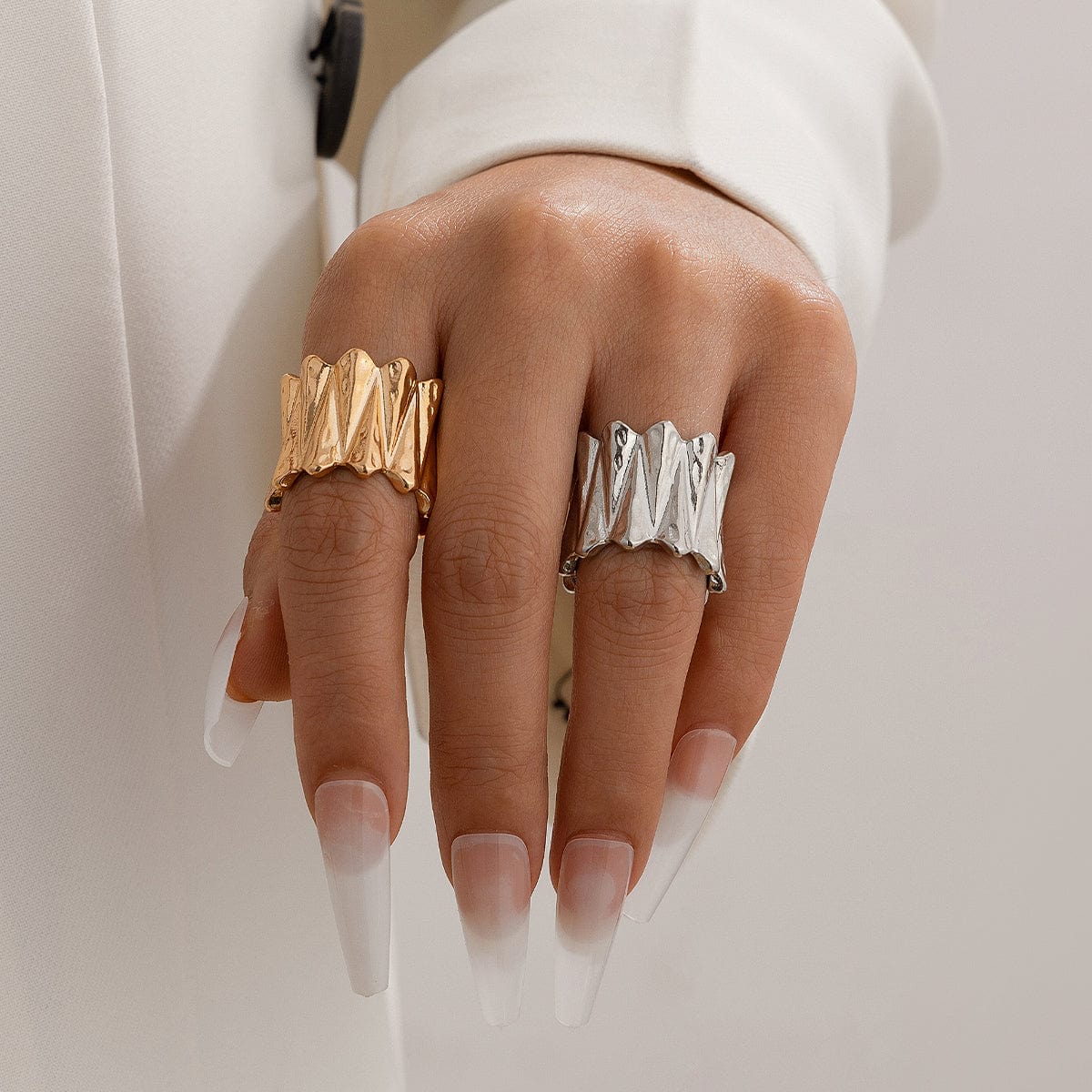 Stylish Chunky Metallic Wave Wide Ring