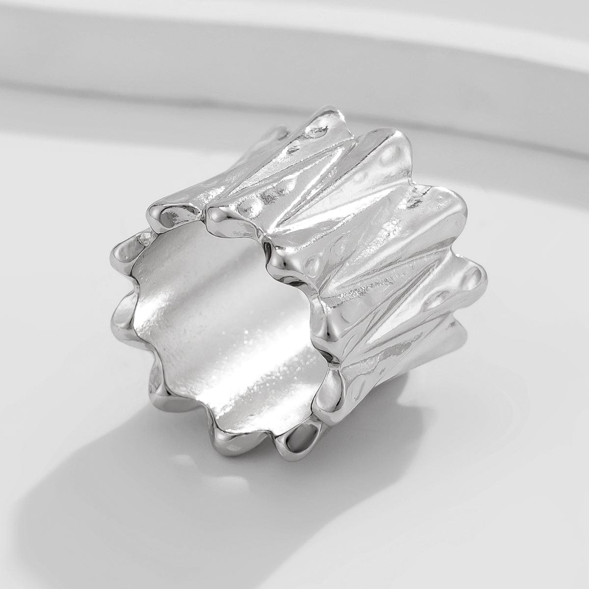 Stylish Chunky Metallic Wave Wide Ring