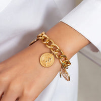 Thumbnail for Stylish Chunky Relief Coin Tassel Curb Chain Necklace Bracelet