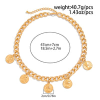 Thumbnail for Stylish Chunky Relief Coin Tassel Curb Chain Necklace Bracelet