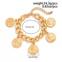 Thumbnail for Stylish Chunky Relief Coin Tassel Curb Chain Necklace Bracelet