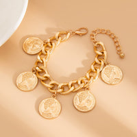 Thumbnail for Stylish Chunky Relief Coin Tassel Curb Chain Necklace Bracelet