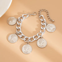 Thumbnail for Stylish Chunky Relief Coin Tassel Curb Chain Necklace Bracelet