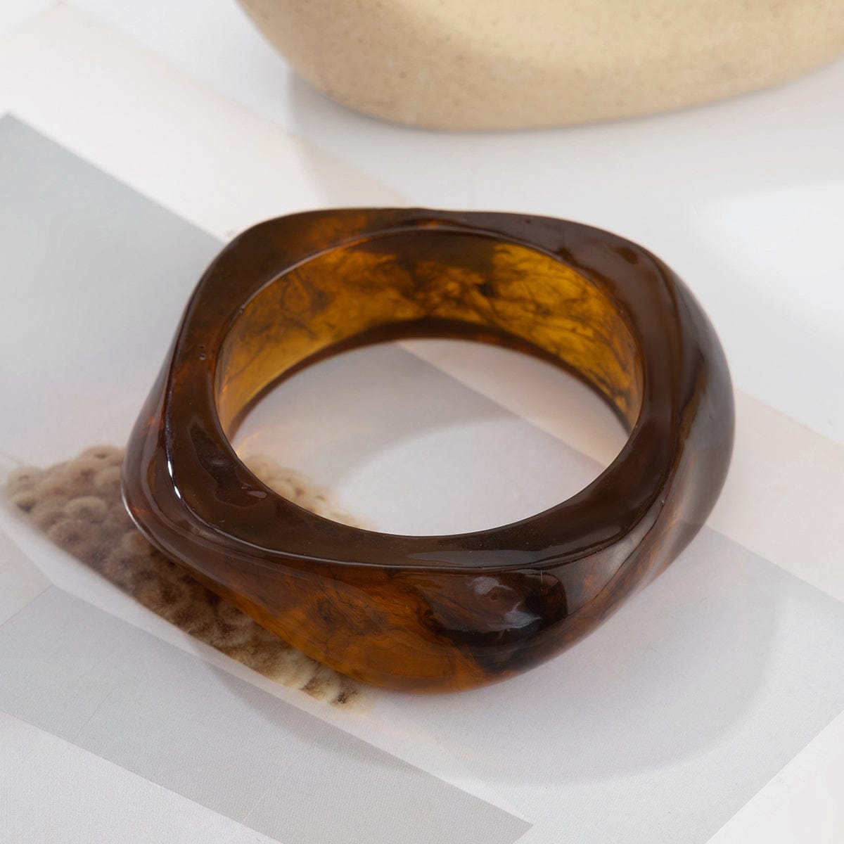 Stylish Chunky Resin Wide Cuff Bangle Bracelet