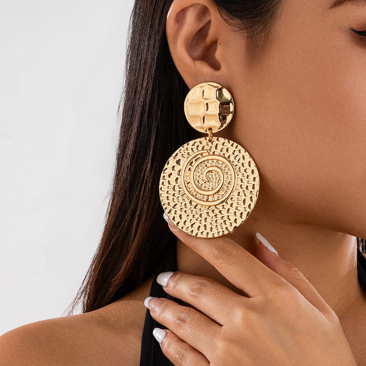 Stylish Chunky Spiral Round Disk Dangle Earrings