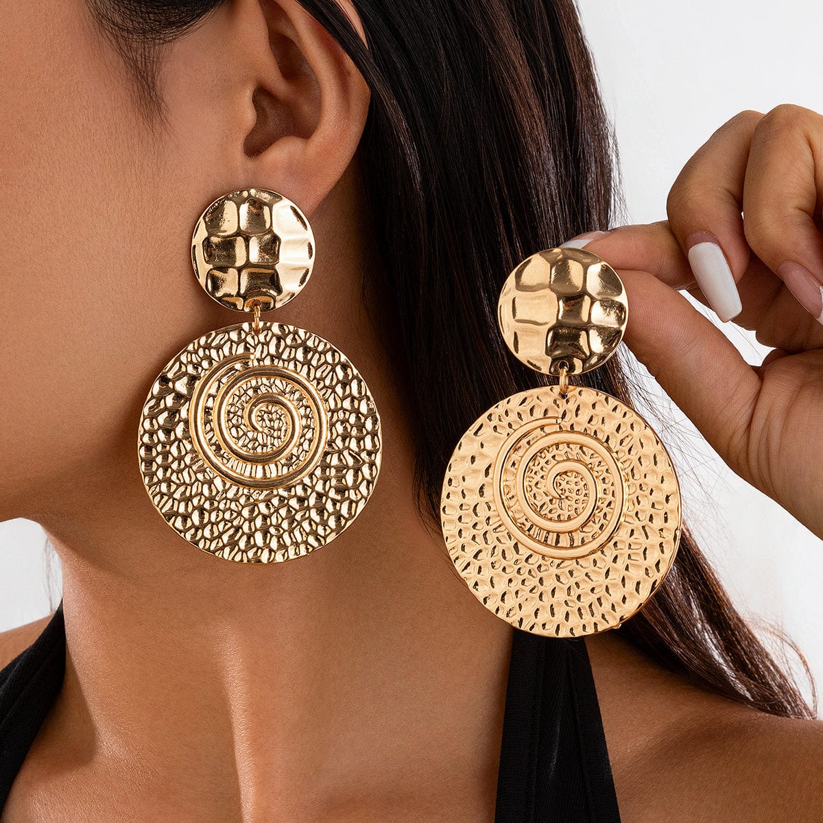 Stylish Chunky Spiral Round Disk Dangle Earrings