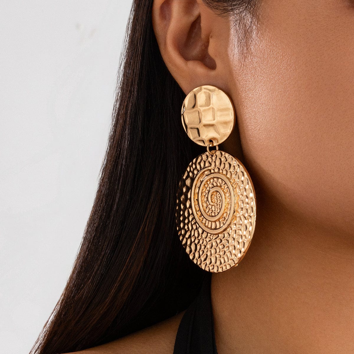 Stylish Chunky Spiral Round Disk Dangle Earrings