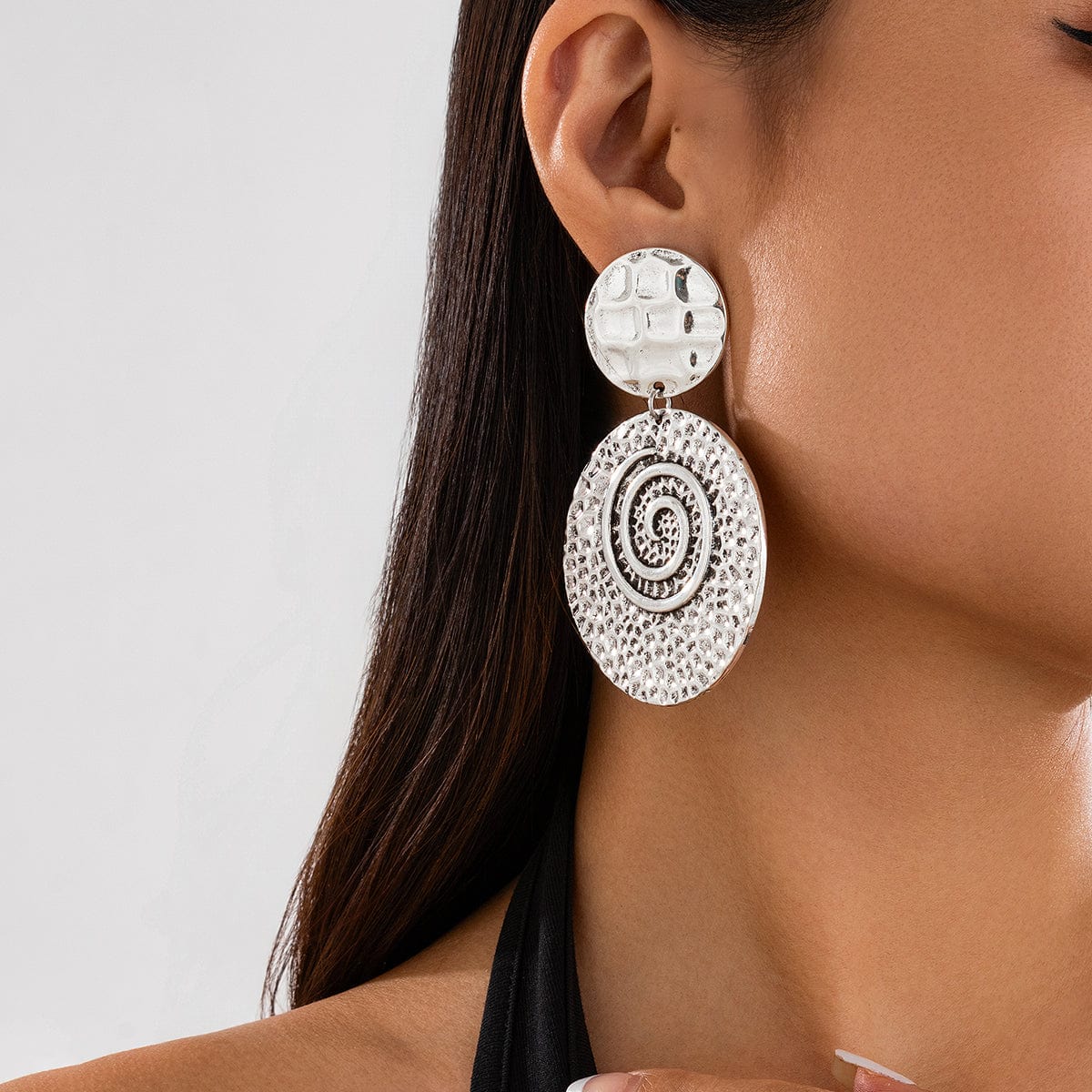 Stylish Chunky Spiral Round Disk Dangle Earrings