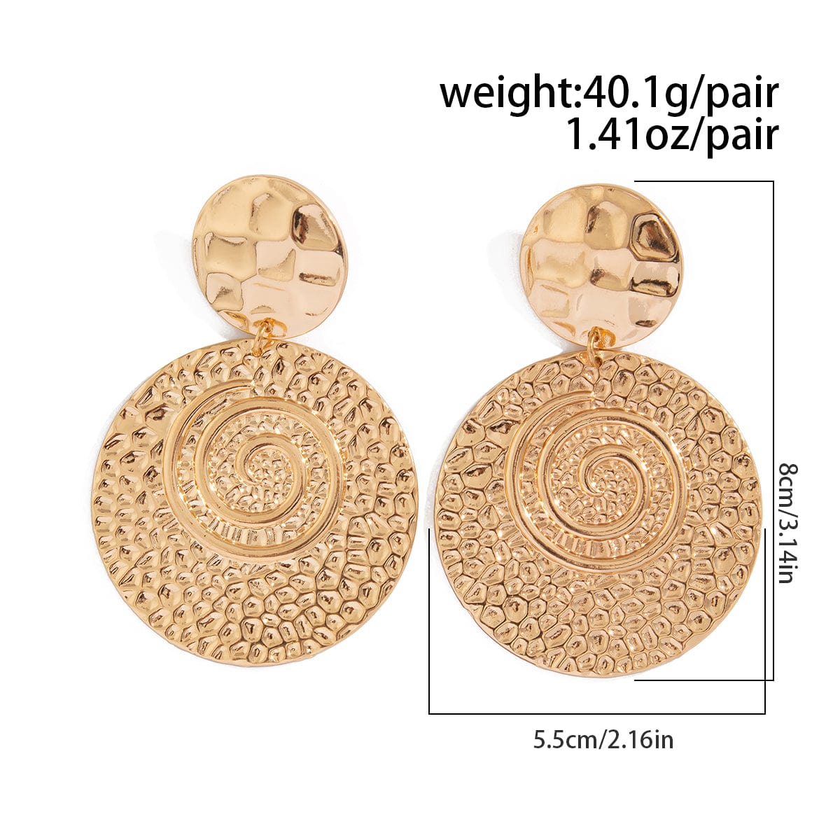 Stylish Chunky Spiral Round Disk Dangle Earrings