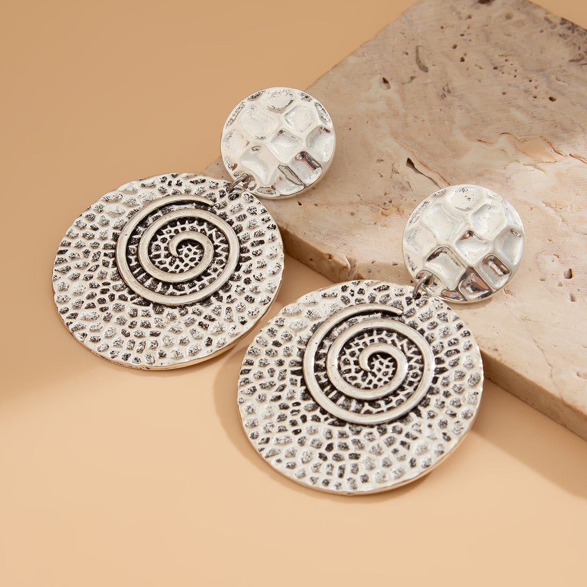 Stylish Chunky Spiral Round Disk Dangle Earrings