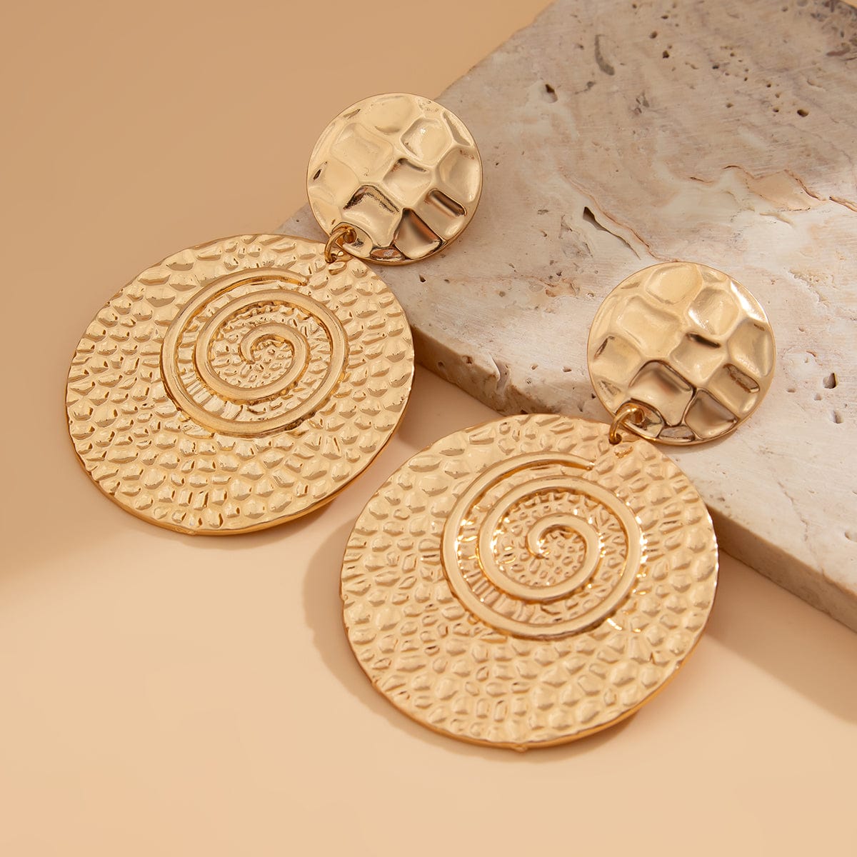 Stylish Chunky Spiral Round Disk Dangle Earrings