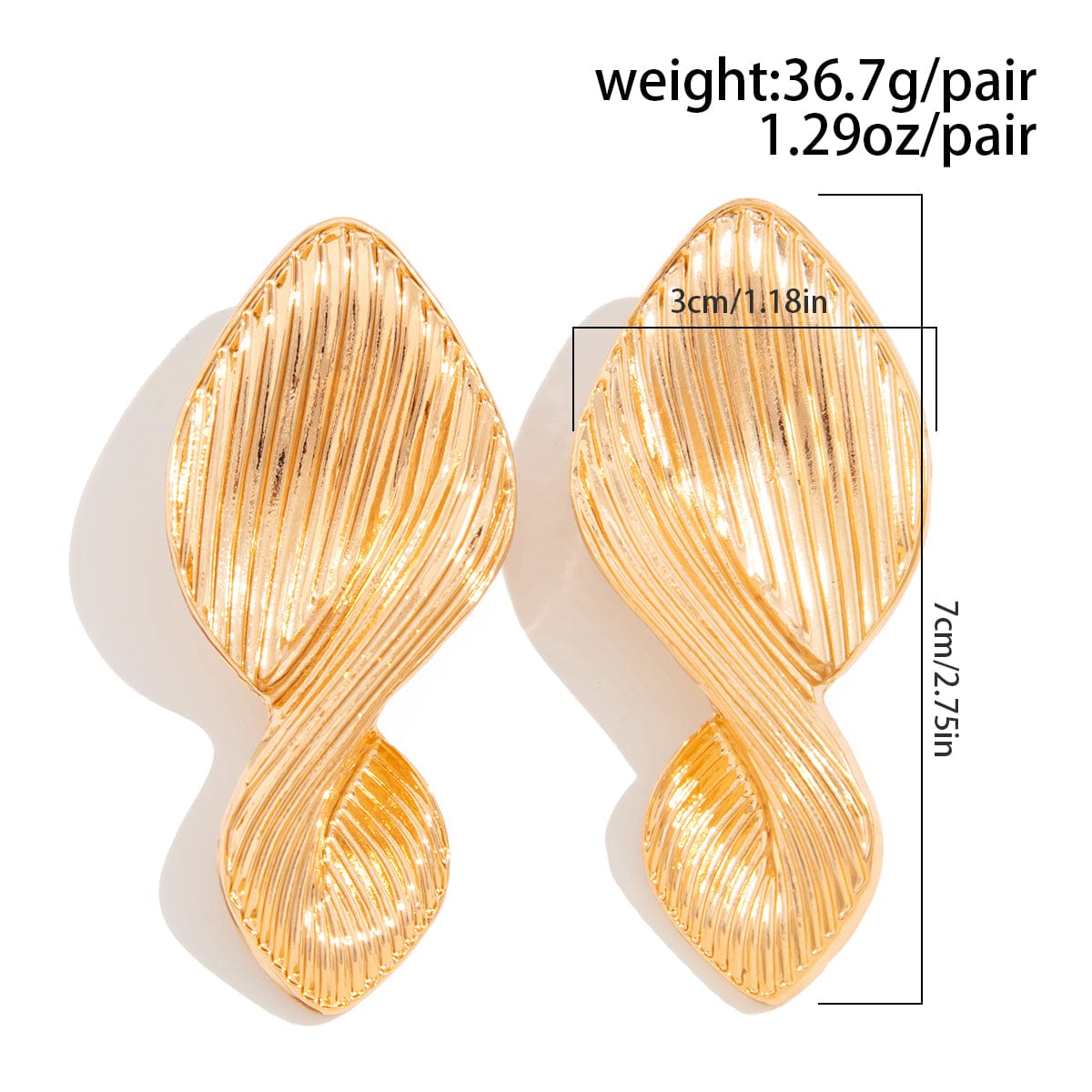 Stylish Chunky Textured Curved Ribbon Earrings