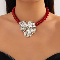 Thumbnail for Stylish Chunky Textured Flower Charm Acrylic Beaded Choker Necklace