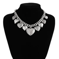 Thumbnail for Stylish Chunky Textured Heart Tassel Ball Curb Chain Necklace - ArtGalleryZen