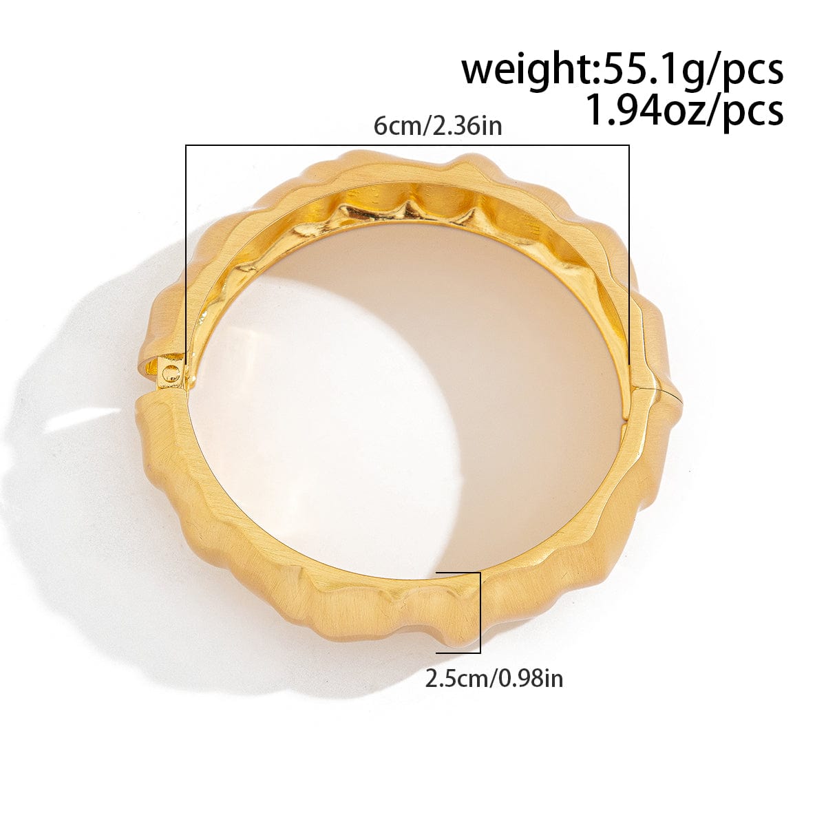 Stylish Frosted Gold Silver Tone Pleated Wide Cuff Bangle Bracelet