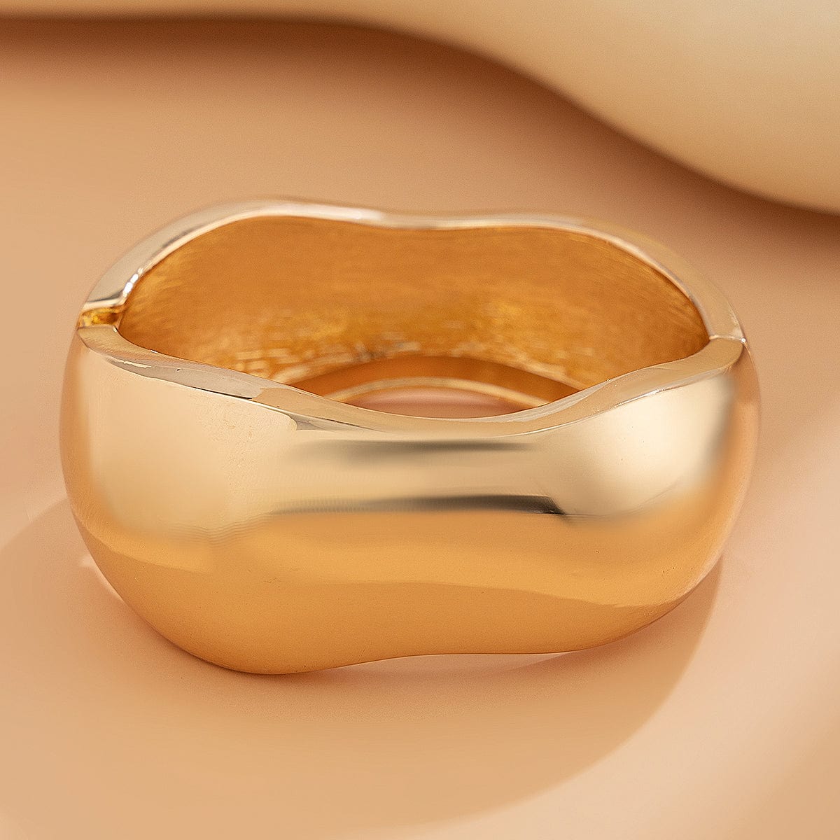 Stylish Gold Silver Plated Chunky Glossy Wide Cuff Bangle Bracelet