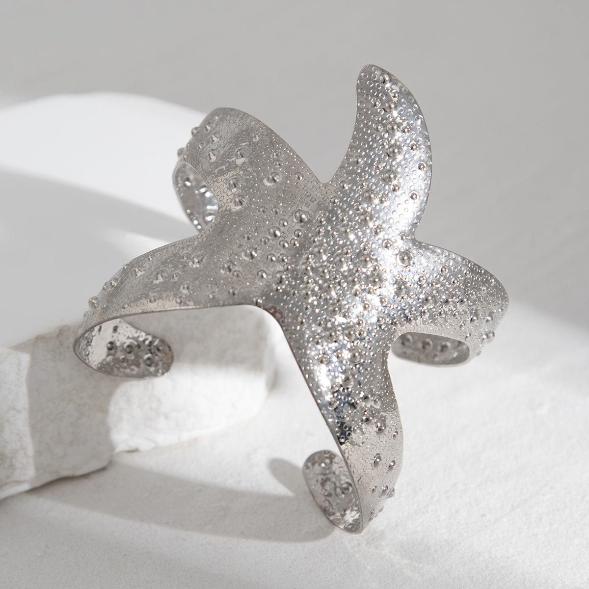 Stylish Gold Silver Plated Starfish Open Bangle Bracelet