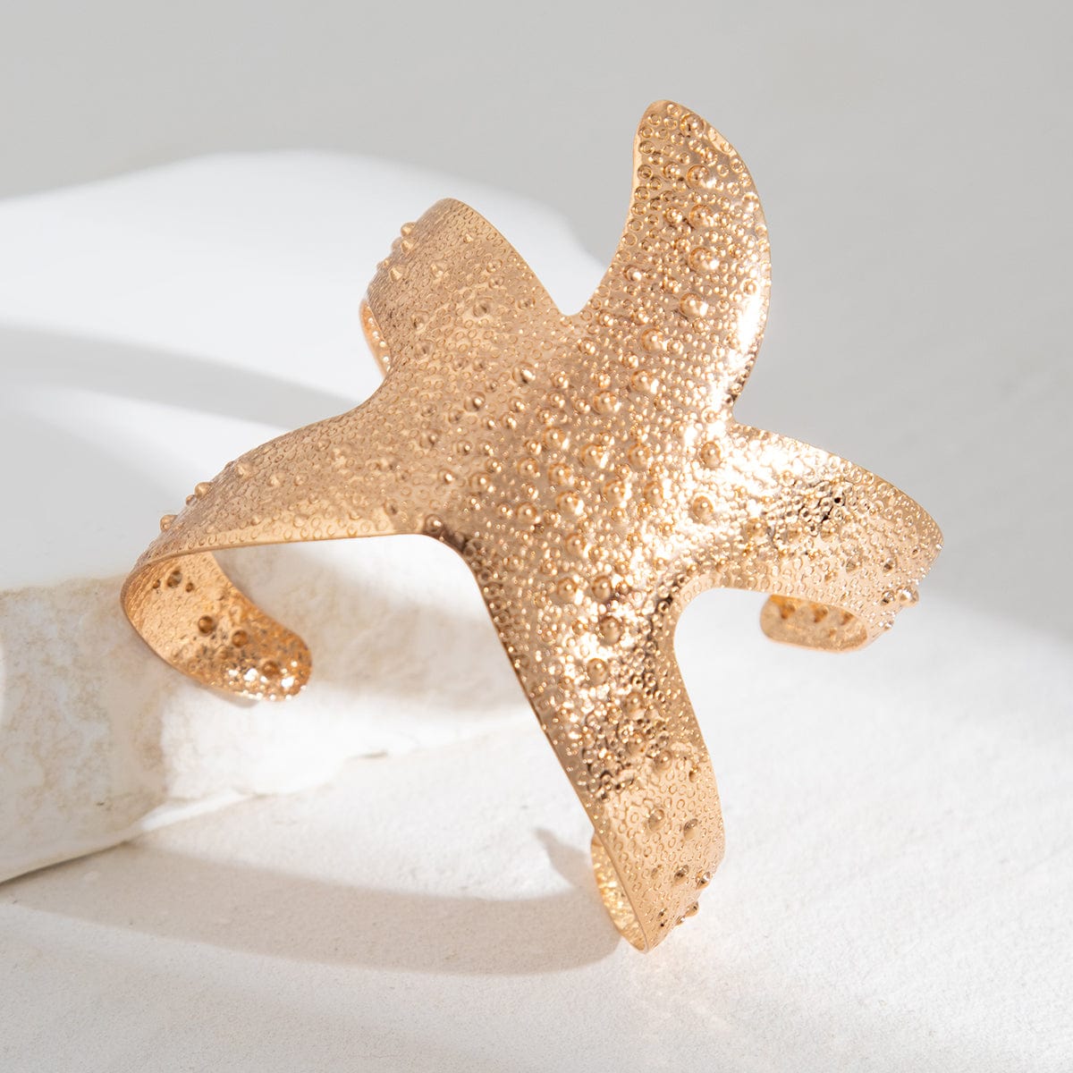 Stylish Gold Silver Plated Starfish Open Bangle Bracelet