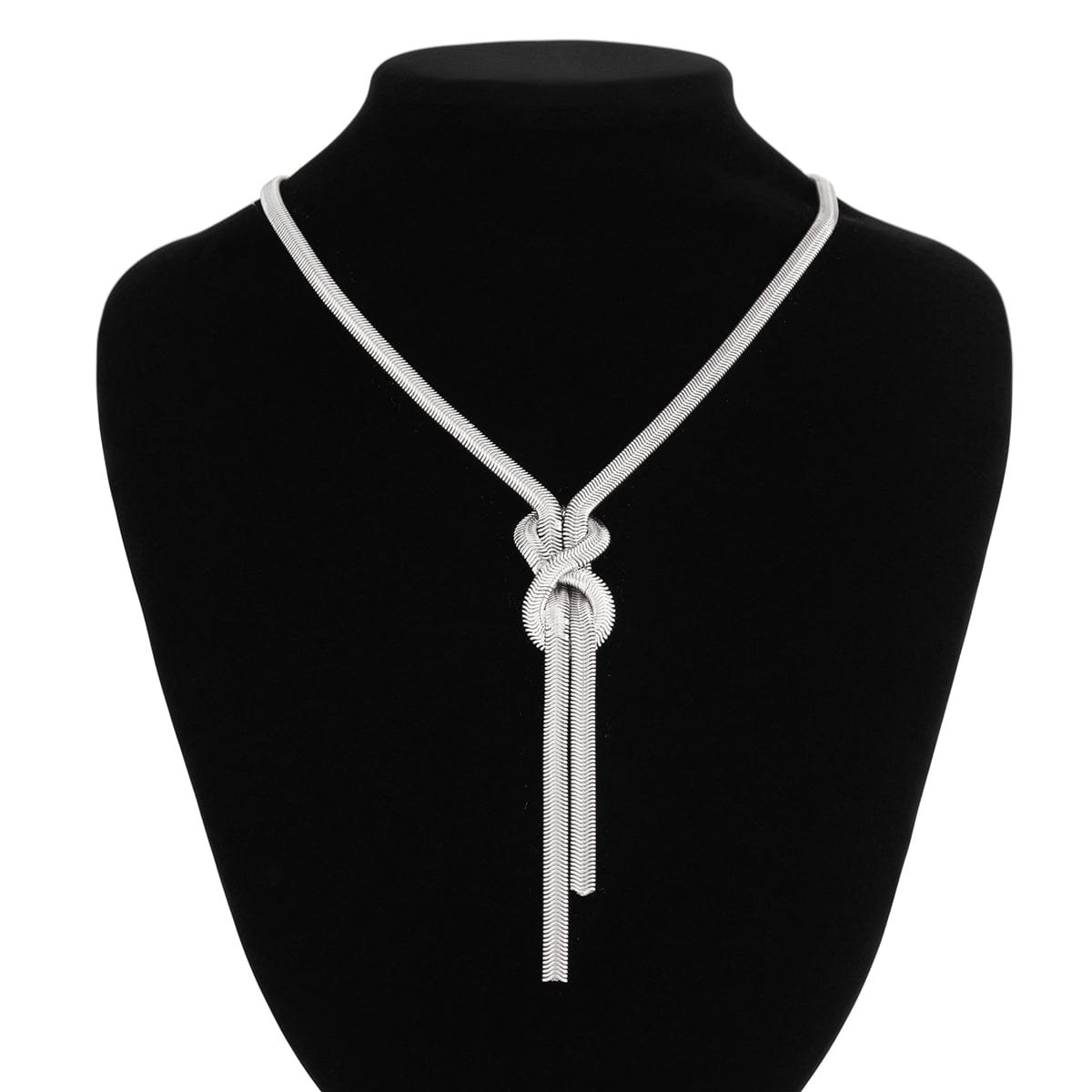 Stylish Gold Silver Tone Knotted Snake Chain Y Necklace - ArtGalleryZen