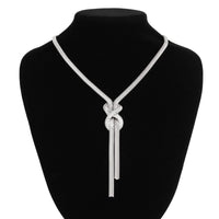 Thumbnail for Stylish Gold Silver Tone Knotted Snake Chain Y Necklace - ArtGalleryZen