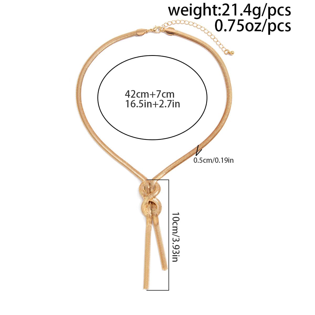 Stylish Gold Silver Tone Knotted Snake Chain Y Necklace - ArtGalleryZen