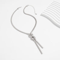 Thumbnail for Stylish Gold Silver Tone Knotted Snake Chain Y Necklace