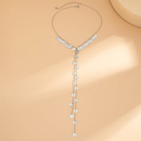 Thumbnail for Stylish Gold Silver Tone Pattern Round Disk Tassel Long Chain Necklace - ArtGalleryZen