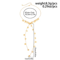 Thumbnail for Stylish Gold Silver Tone Pattern Round Disk Tassel Long Chain Necklace - ArtGalleryZen