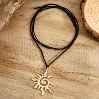 Thumbnail for Stylish Gold Silver Tone Sun Pendant Velvet Necklace