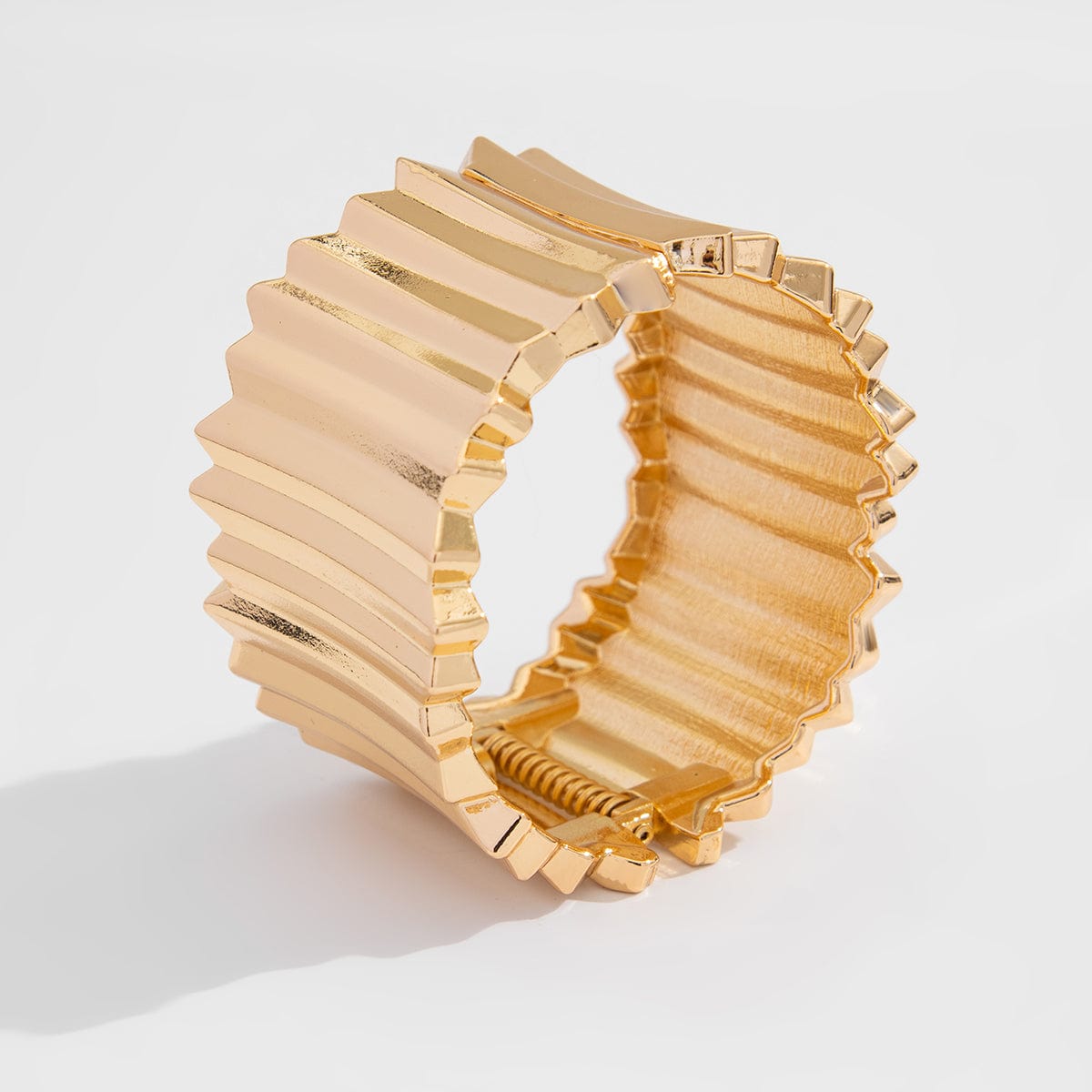 Stylish Gold Silver Tone Wave Wide Cuff Bangle Bracelet - ArtGalleryZen