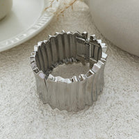 Thumbnail for Stylish Gold Silver Tone Wave Wide Cuff Bangle Bracelet - ArtGalleryZen