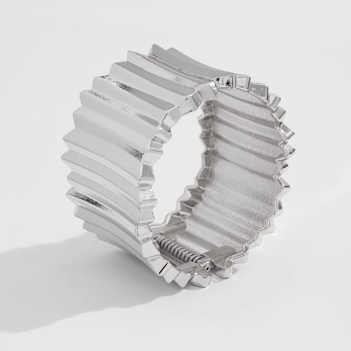 Stylish Gold Silver Tone Wave Wide Cuff Bangle Bracelet - ArtGalleryZen