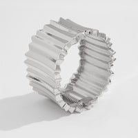 Thumbnail for Stylish Gold Silver Tone Wave Wide Cuff Bangle Bracelet - ArtGalleryZen