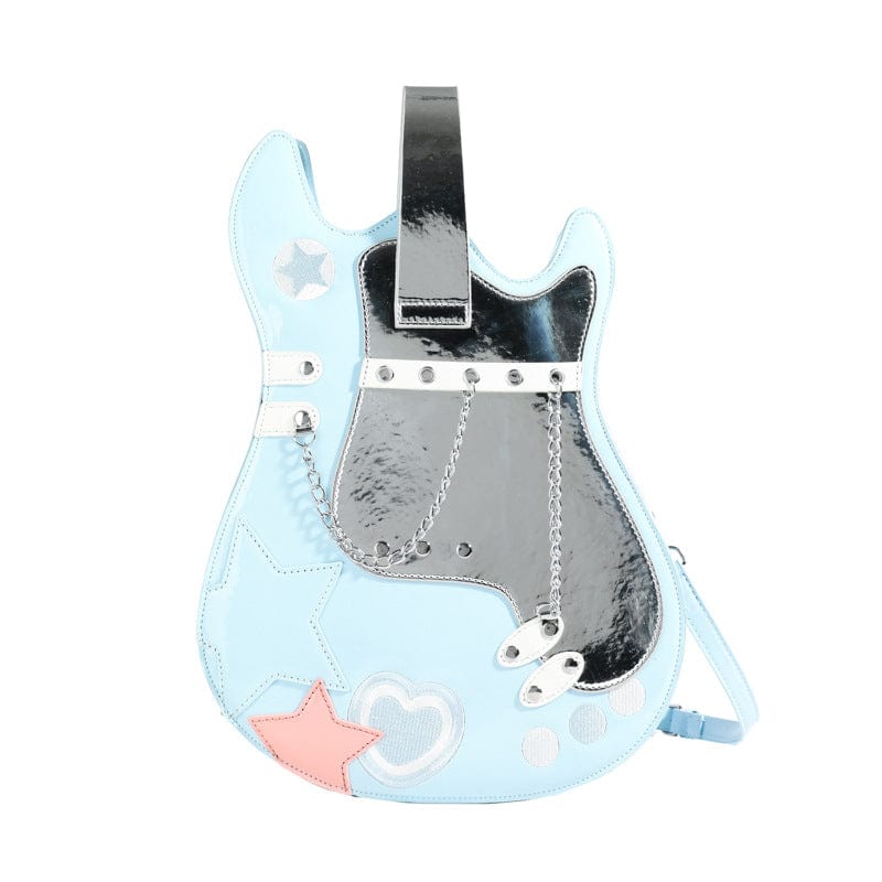 Stylish Guitar Bass Shape PU Leather Backpack Bag