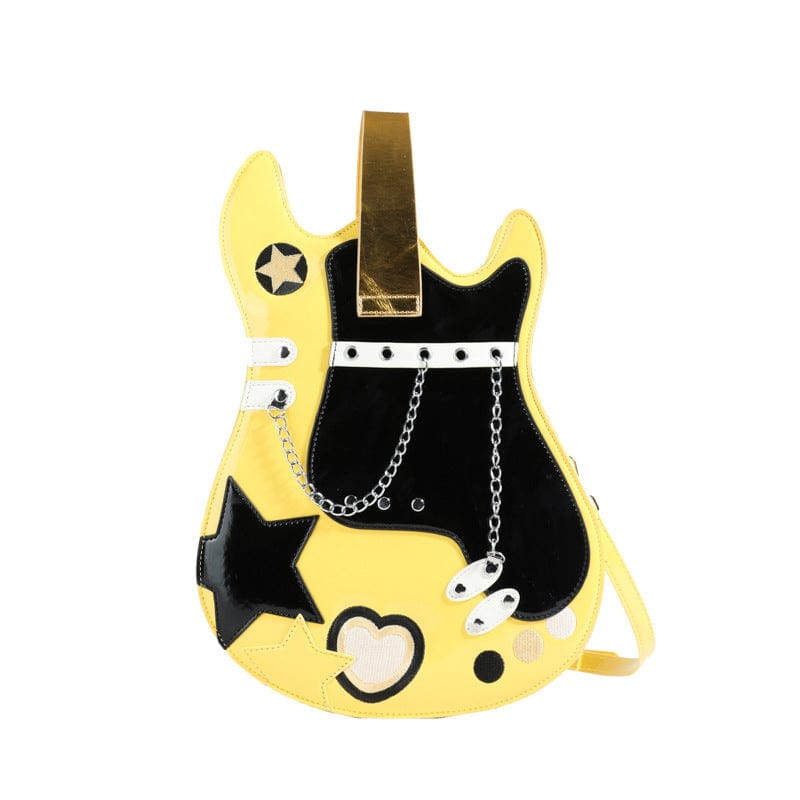 Stylish Guitar Bass Shape PU Leather Backpack Bag