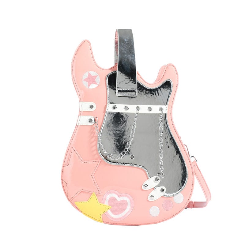 Stylish Guitar Bass Shape PU Leather Backpack Bag