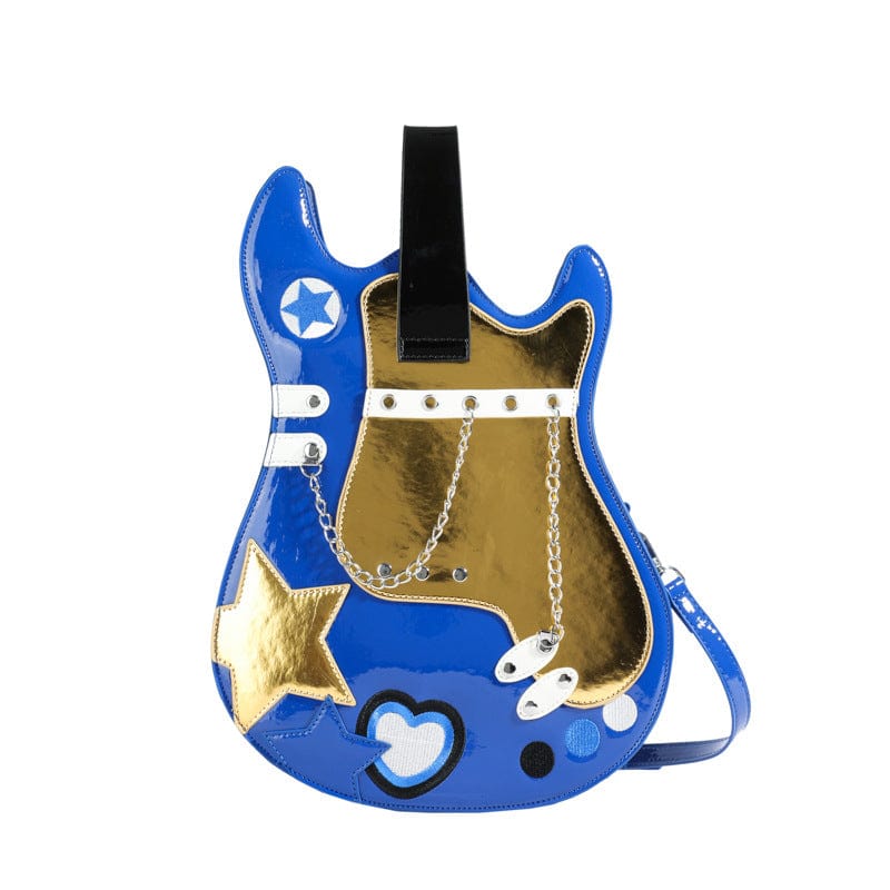 Stylish Guitar Bass Shape PU Leather Backpack Bag